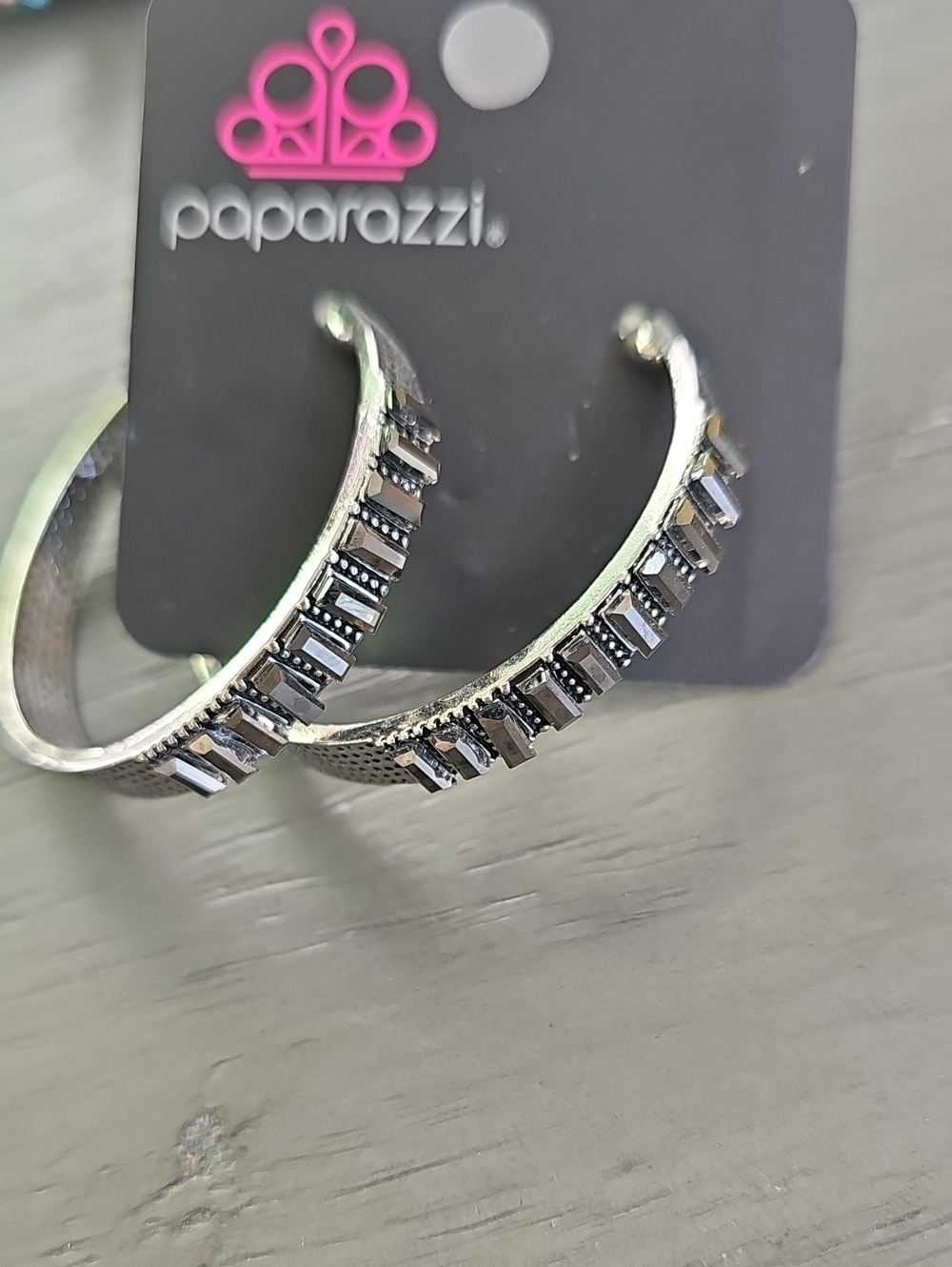 Paparazzi Silver Faceted Hoop Earrings